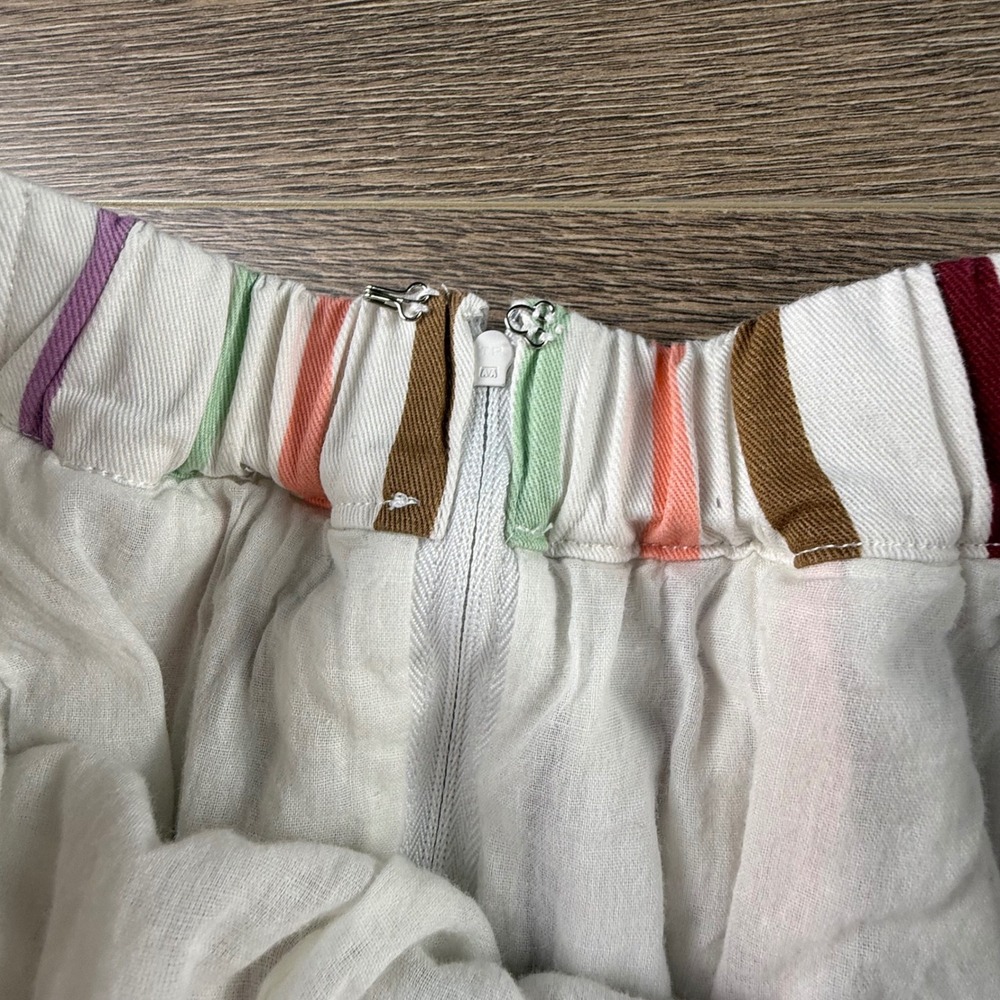 ModCloth Aspiration Creation A-line Skirt White Striped Spring Knee Length Large - Picture 10 of 12